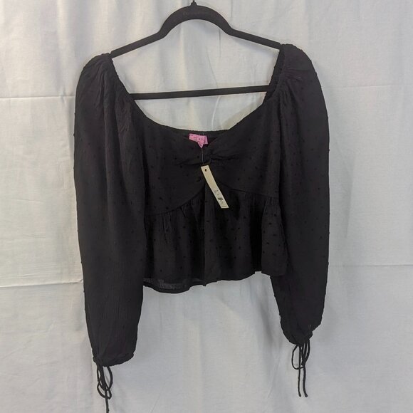 NWT Miami for Francesca's Black Off-Shoulder Crop Top in Medium - Picture 1 of 16